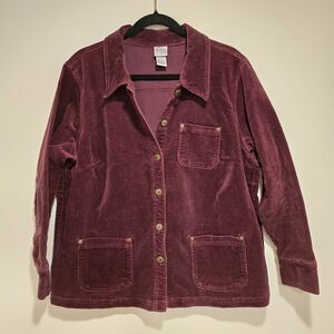 Vintage Y2K 90s Corduroy Jacket 14/16W Womens Indie Western Barn Chore Maroon